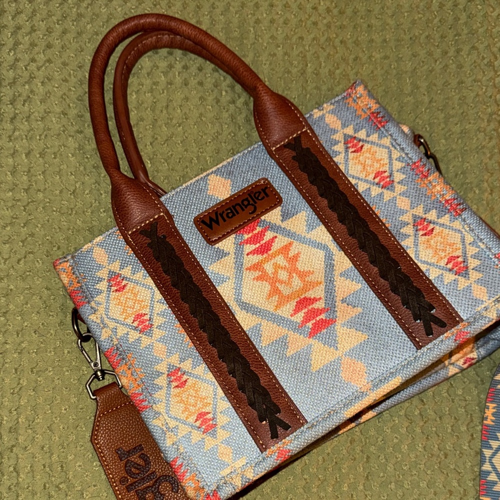 Wrangler Blue and Brown Patterned Crossbody Bag
